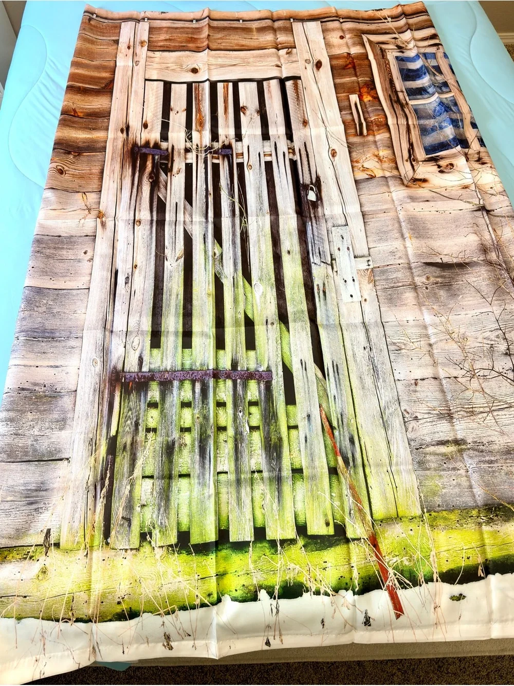 Rustic Wooden Door Shower Curtain- Brown